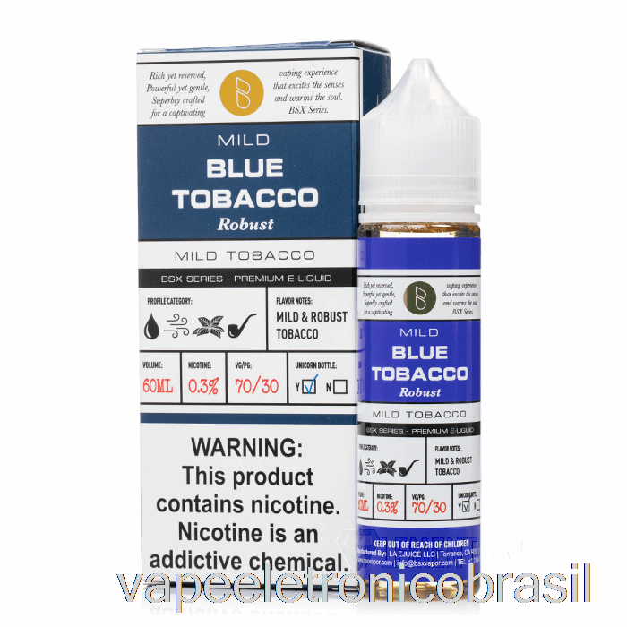 Vape Recarregável Blue Tabaco - Série Bsx - 60ml 0mg
